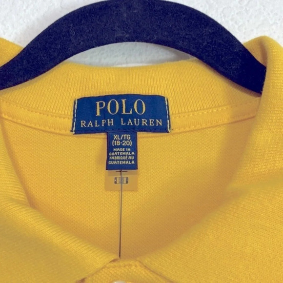 The Iconic Mesh Polo Ralph Lauren NWT Shirt Yellow Size XL 18/20 - Picture 4 of 8